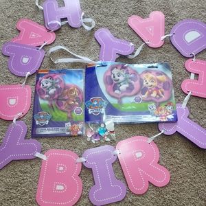 Paw patrol birthday theme decorations pink and purple